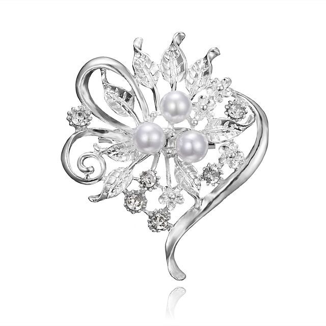  Women's Brooches Retro Flower Stylish Classic Brooch Jewelry White Silver For Party Festival