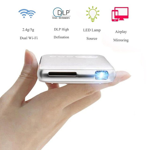  mini led projektor handhållen laserficka smart projektor android version 5000mah batteri wifi bluetooth dlp 1080p stöd för airplay ac3