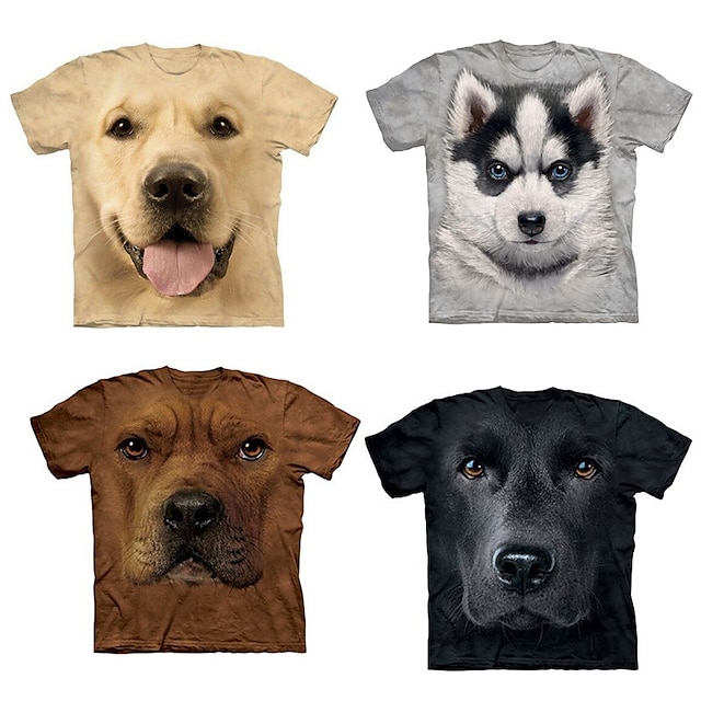  Jongens 3D dier Hond T-shirt Korte mouw 3D-afdrukken Zomer Lente Actief Sport Modieus Polyester Kinderen 3-12 jaar Buiten Dagelijks Normale pasvorm