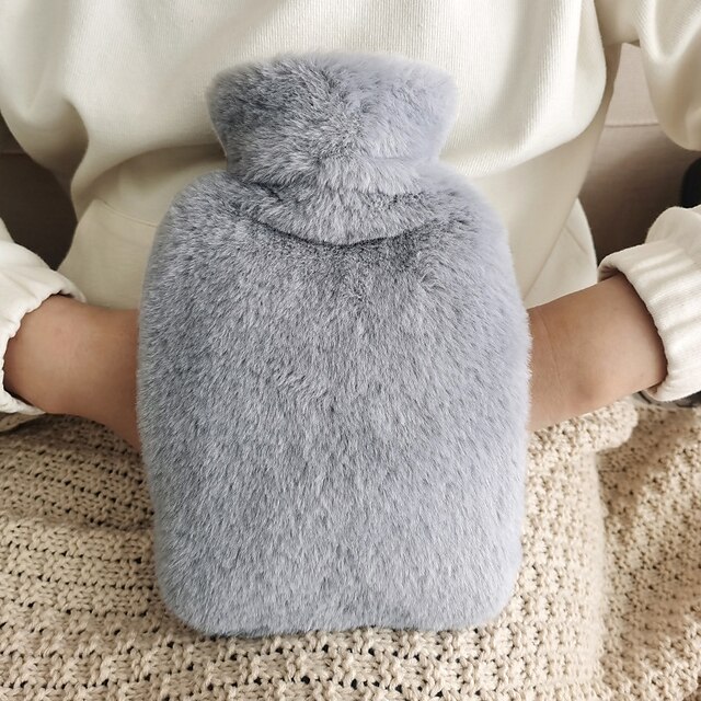  Hot Water Bottle Hot Water Bag With Plush Cover 1 Liter For Cramps, Pain Relief, Removable Hot Cold Pack Hot Water Bed Warmer