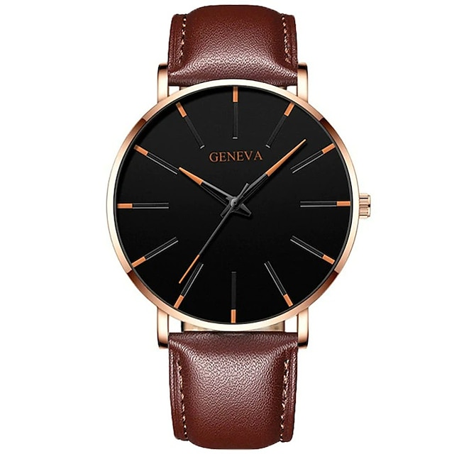 Geneva Quartz Watch for Men Minimalist Ultra Thin Stainless Steel Watch ...