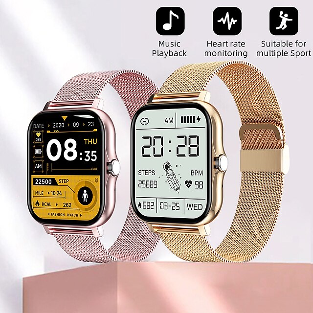  GT20 Slimme horloge 1.69 inch(es) Smart horloge Bluetooth Stappenteller Slaaptracker Hartslagmeter Compatibel met: Dames Heren Berichtherinnering Stappenteller Aangepaste wijzerplaat IP 67 40 mm