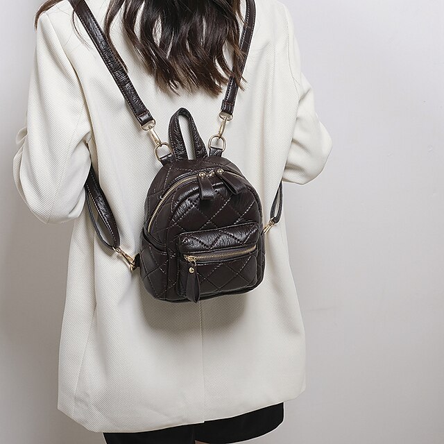 Women's Mini Backpack School Traveling Solid Color PU Leather