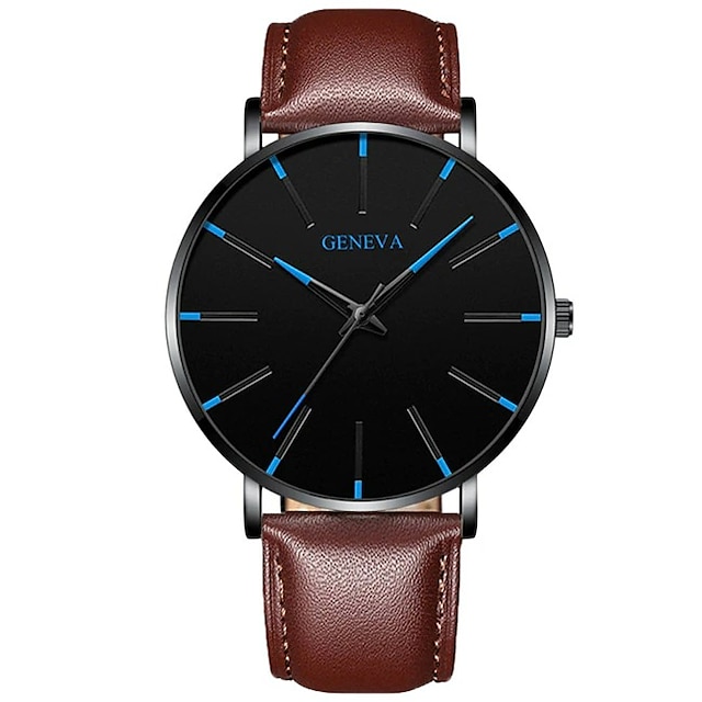 Geneva Quartz Watch for Men Minimalist Ultra Thin Stainless Steel Watch ...