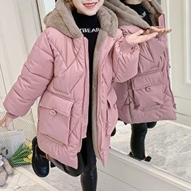 Kids Girls' Coat Long Sleeve Pink Yellow Red Cartoon Fall Winter Active Daily 4-12 Years2