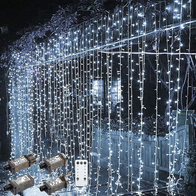  kültéri karácsonyi ablaklámpák 3x3m-300 led csatlakozó 8 módban függöny világítás 9 szín távirányító ablak fali lámpa meleg fehér rgb karácsonyi dekorációhoz hálószoba esküvői buli kert beltéri