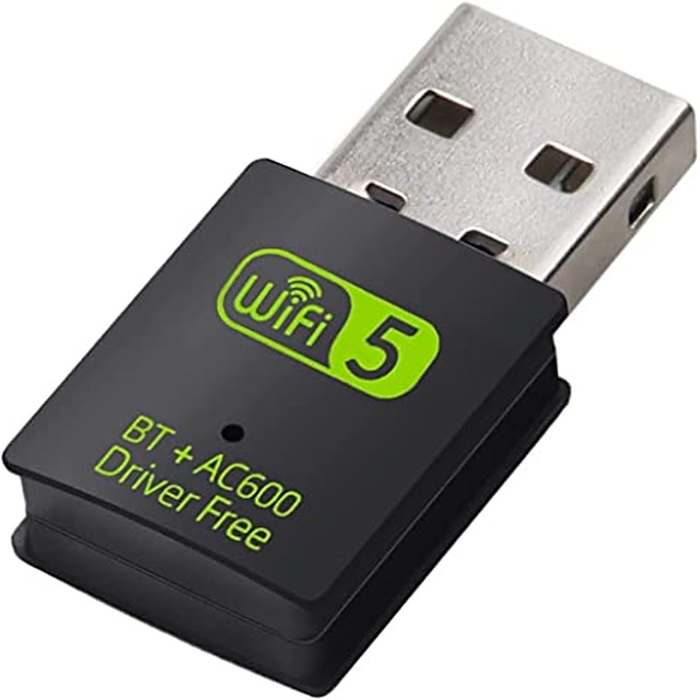  USB واي فاي بلوتوث محول 600 ميجابت في الثانية ثنائي النطاق 2.4 / 5 جيجاهرتز شبكة لاسلكية استقبال خارجي ميني واي فاي محول للكمبيوتر / الكمبيوتر المحمول / سطح المكتب