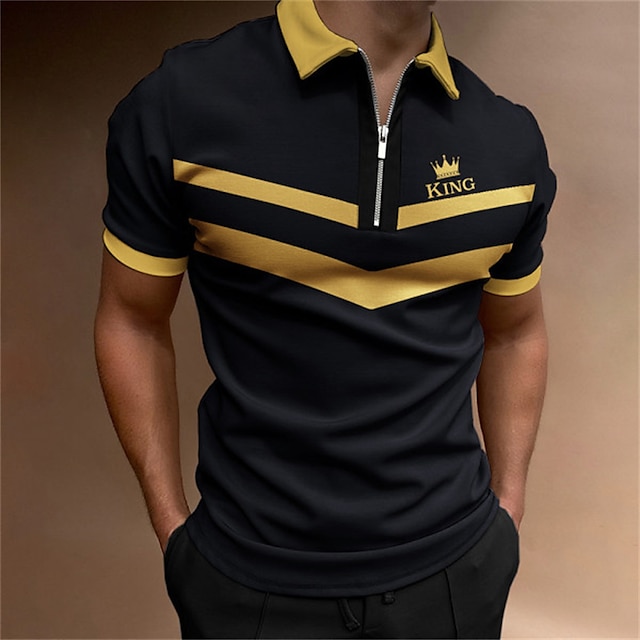  Voor heren POLO Shirt Golfshirt Logo Strijkijzer Zwart blauw Paars Groen Buiten Straat Korte mouw Vetoketju Kleding Modieus Casual Ademend Comfortabel