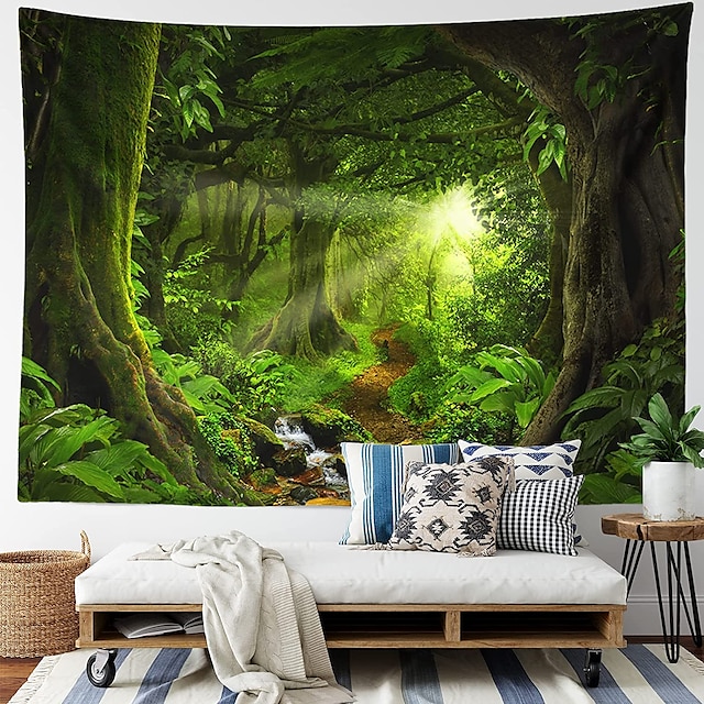Landscape Large Tapestry Tree Cave Nature Tapestry Wall Hanging Misty