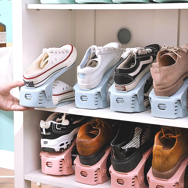  многоуровневая организация стеллажа для обуви, шкаф для хранения обуви, экономия места для хранения в общежитии, стеллаж для хранения обуви