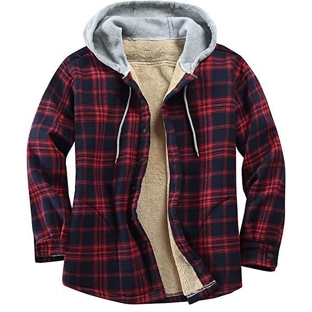 Men's Shirt Jacket Shacket Flannel Fleece Jacket Casual Warm Winter ...