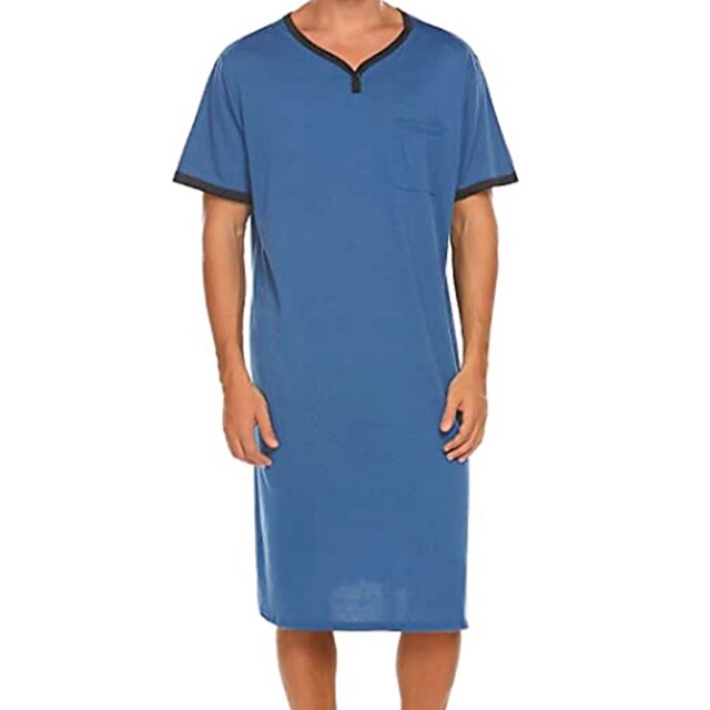 Men's Pajamas Loungewear Sleepwear Nightshirt 1 PCS Pure Color Fashion ...