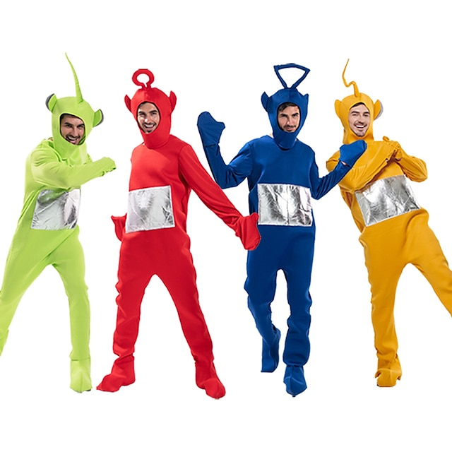  Alien Teletubbies Cosplay Costume Family Costume Halloween Group Family Costumes Unisex Movie Cosplay Costume Party Yellow Red Blue Leotard / Onesie Halloween Carnival Masquerade Polyester