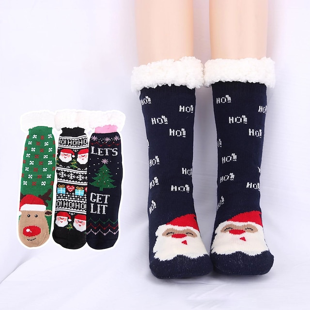 Christmas Fuzzy Slipper Socks for Men and Women,Thick Warm Fleece ...