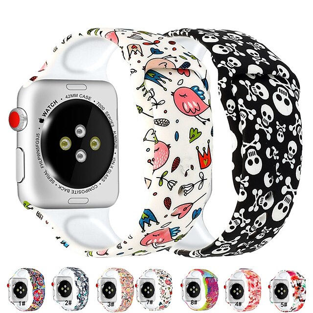  1 stk Smart Watch Band Kompatibel med Apple  iWatch Series 8 7 6 5 4 3 2 1 SE Sportsrem til iWatch Smartwatch Rem Armbånd Silikone Justerbar Åndbart Stødsikker