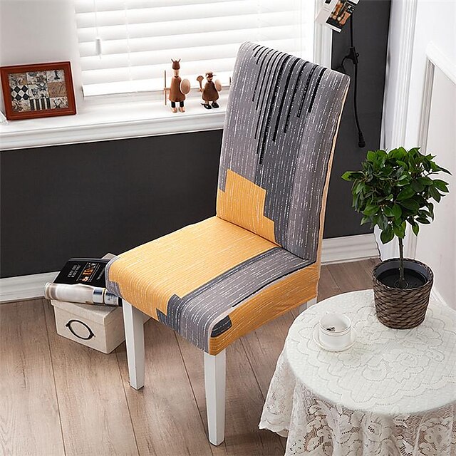  Housse de chaise de salle à manger géométrique 1 pièce, housse de siège extensible, housse de protection de chaise pour salle à manger, mariage, décoration de Noël