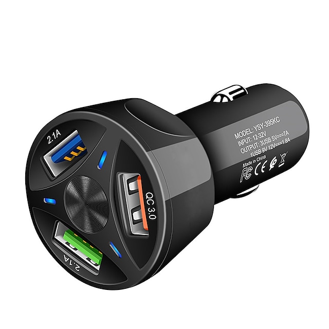  1 шт. 3 порта usb автомобильное зарядное устройство быстрая зарядка 3,0 быстрый автомобильный прикуриватель для samsung huawei xiaomi iphone автомобильное зарядное устройство qc 3,0