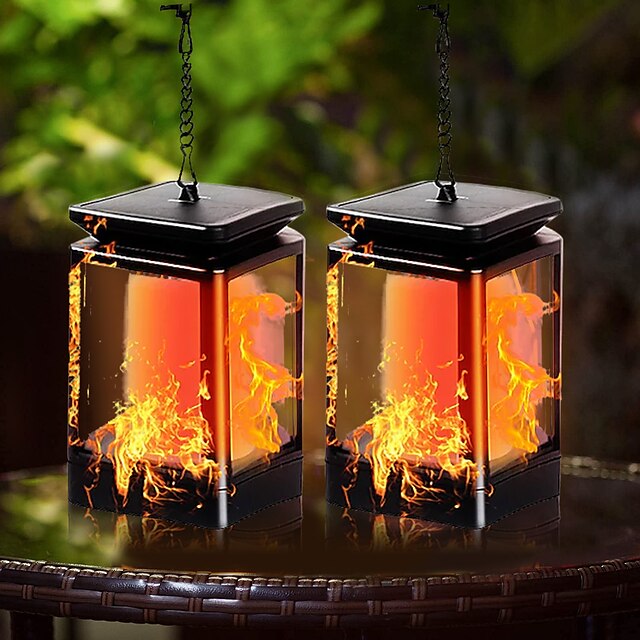  lanterna di fiamma solare luci di via all'aperto luci del giardino led impermeabile appeso luce 99 led retro luce del giardino 3 modalità di illuminazione luce di paesaggio per cortile balcone via
