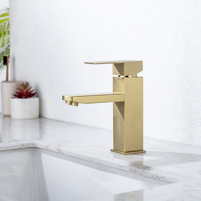  Bathroom Sink Faucet,Classic Stainless Steel Electroplated / Painted Finishes Centerset Single Handle One Hole Bath Taps
