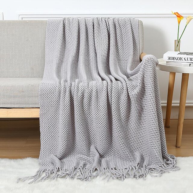  Throw Blankets for Couch with Tassel,Burnt Orange Knitted Throw Blanket for Bed, Super Soft Warm Large Throws for Home