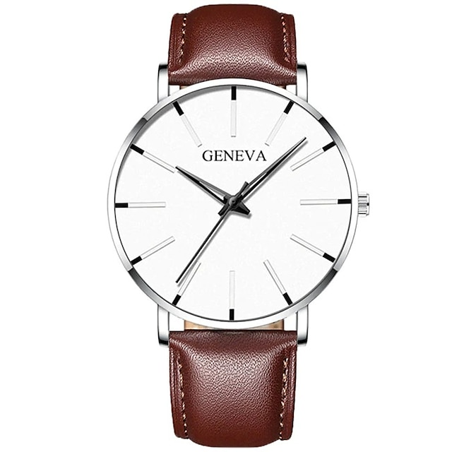 Geneva Quartz Watch For Men Minimalist Ultra Thin Stainless Steel Watch