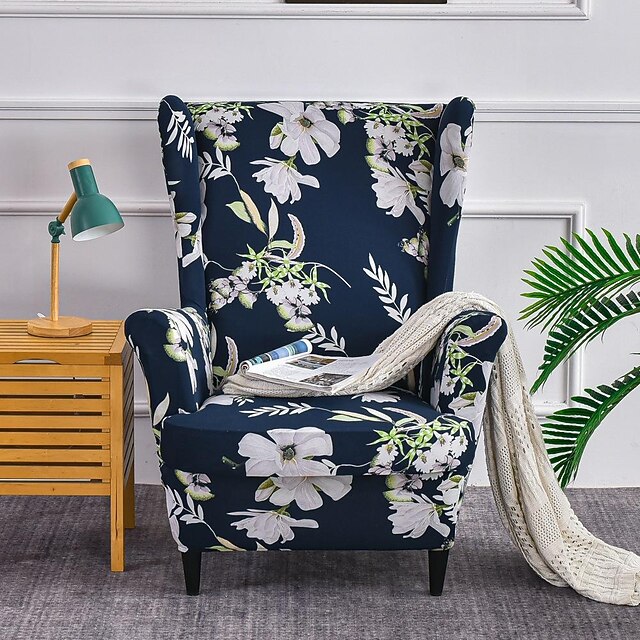 1 Set of 2 Pieces Stretch Wingback Chair Cover Wing Chair Slipcovers