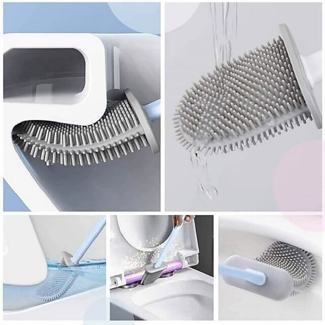 Silicone Toilet Brush and Holder Set,Revolutionary Flex Toilet Brush, Deep Cleaner Bathroom