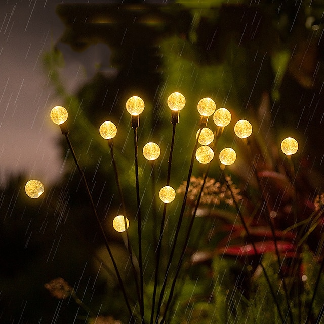  Solar-Gartenleuchten für den Außenbereich Glühwürmchen-Leuchten LED-Wegleuchten im Freien wiegende wasserdichte Feuerwerksbeleuchtung für Hofgarten-Landschaftslampe 1x 2x