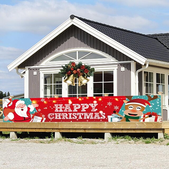 Merry Christmas Banner, Outdoor Christmas Banner Decorations, Xmas
