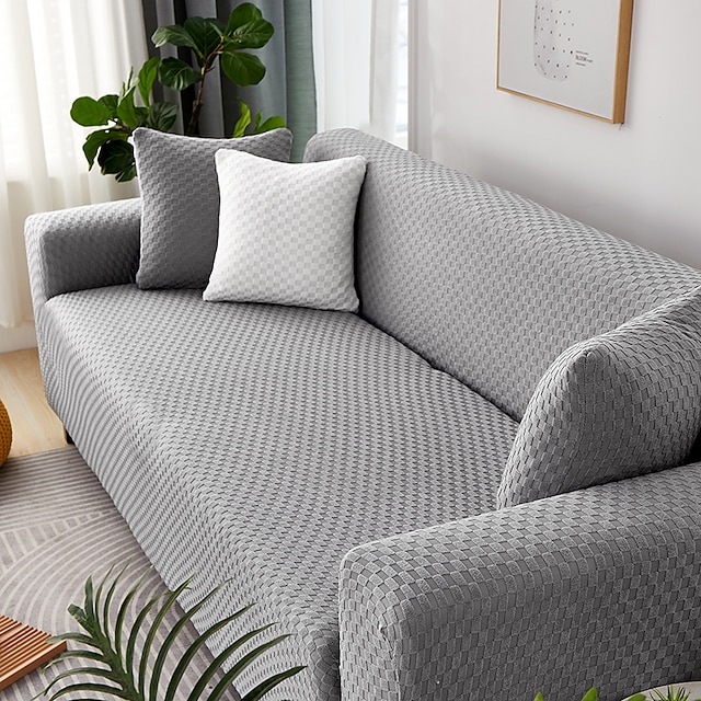  Rozciągliwa narzuta na sofę narzuta żakardowa elastyczna kanapa segmentowa fotel loveseat 4 lub 3 osobowa l kształt szary czarny rośliny botaniczne miękkie trwałe zmywalne