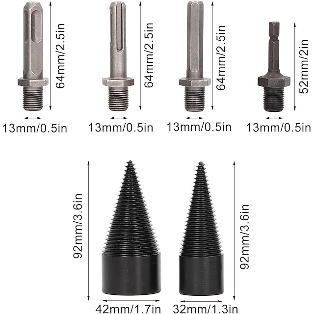 Spacnana 6-teiliger Holzspalter-Bohrer Set - 32mm Und 42mm Für Brennholz