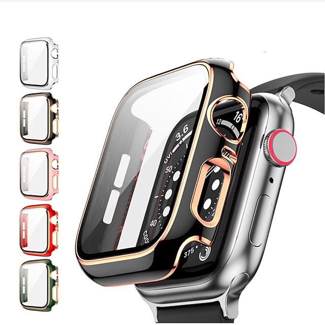  Horlogekast met schermbeschermer Compatibel met: Apple Watch Series 8 7 41mm 45mm / Series 6 5 4 SE 40mm 44mm / Series 3 2 1 38mm 42mm Krasbestendig Stofbestendig Rondom beschermend PC Horloge Deksel