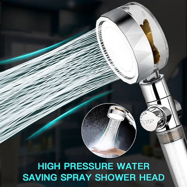 Shower Head Water Saving Flow 360 Degrees Rotating With Small Fan ABS Rain High-Pressure Spray Nozzle Bathroom Accessories 18