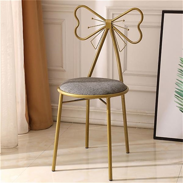  Butterfly back iron art leather dressing stool dressing stool - Grey