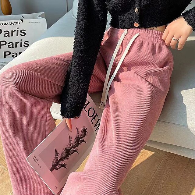 Women's Culottes Wide Leg Sweatpants Wide Leg Chinos Black Pink Grey Casual / Sporty High Waist High Cut Casual Daily Beach Full Length Stretchy Solid Color Comfort S M L XL
