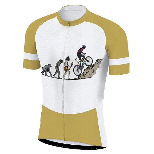 Men's Cycling Jersey Patterned Funny Evolution Short Sleeve Bike Jersey Top with 3 Rear Pockets Mountain Bike MTB Road Bike Cycling Quick Dry Reflective Strips Back Pocket Sweat wicking Sports Red 22