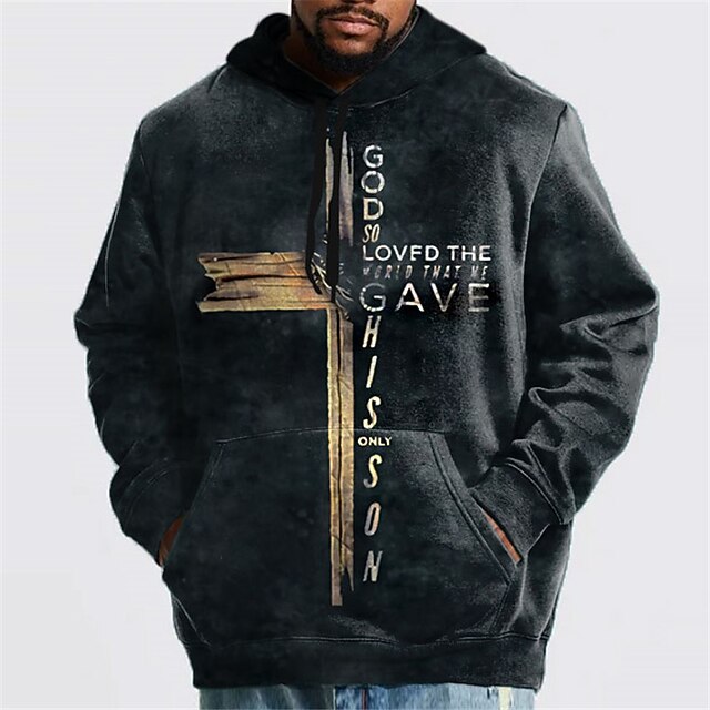 Men's Plus Size Hoodie Big and Tall Graphic Prints Hooded Long Sleeve Spring &  Fall Basic Designer Plus Size Casual Daily Sports Tops3