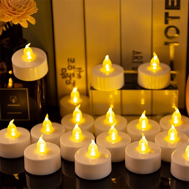  светодиодные свечи чайные огни беспламенные свечи рождественские украшения упаковка светодиодных свечей длится в 2 раза дольше реалистичные чайные огни чайные свечи на батарейках батарейки без запаха