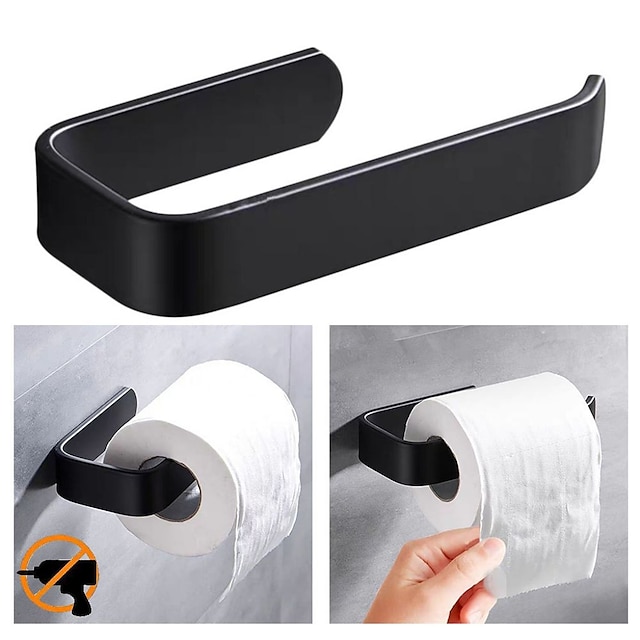  suporte de papel higiênico acrílico suporte de tecido autoadesivo fixado na parede do banheiro rolo de cozinha gancho cabide preto moderno
