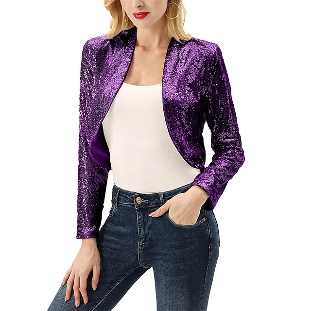 Women's Wrap Bolero Coats / Jackets Sparkle & Shine Long Sleeve Sequined Wedding Guest Wraps With Glitter For Wedding All Seasons dress to impress 17