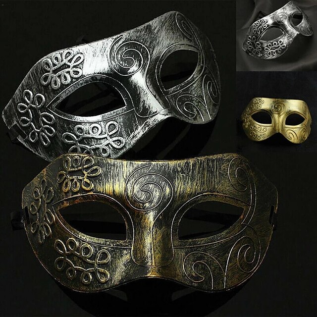  5 stk motefest menn kriger maskerade maske festival kostyme fest maske vintage gresk romersk maske polert antikk sølv gull