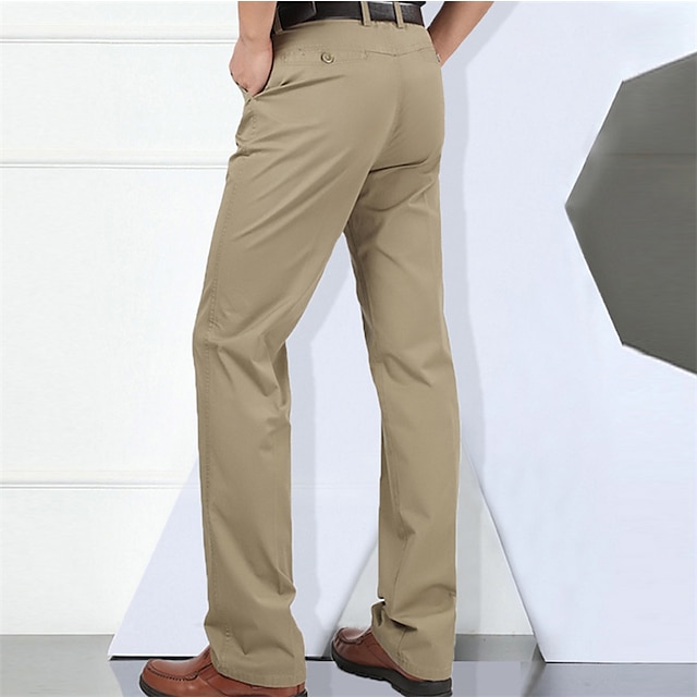 Men's Dress Pants Trousers Chinos Pocket Straight Leg Plain Comfort ...