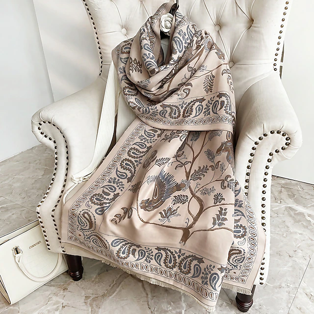 Women's Women's Shawls & Wraps Outdoor Dailywear Holiday Wine Red Pink Scarf Floral 11