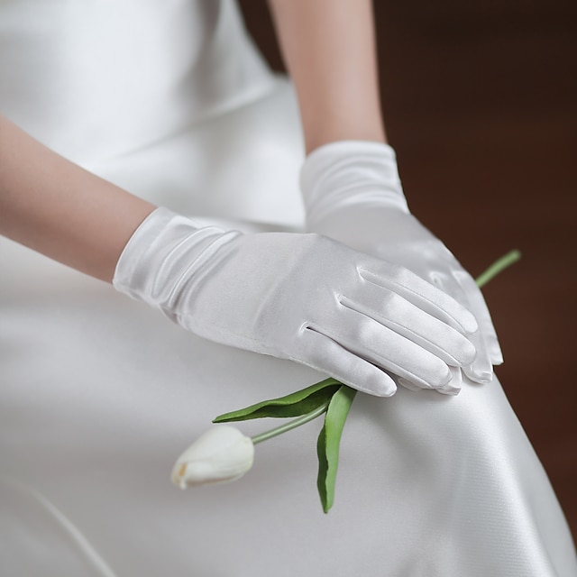 Satin Wrist Length Glove Elegant / Simple Style With Pure Color Wedding / Party Glove