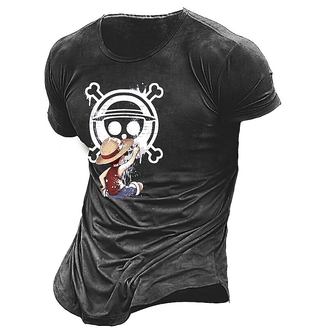  One Piece Monkey D. Luffy T-shirt Animé Tecknat Anime 3D Klassisk Gatustil Till Par Herr Dam Vuxna 3D-utskrift