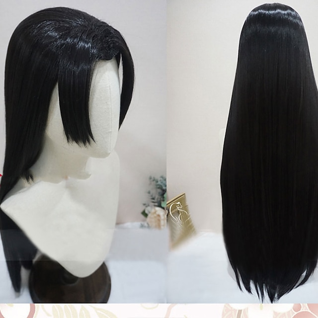  One Piece Boa Hancock Cosplay Wig With Earring 100cm Long Black Anime Heat Resistant Synthetic Hair Wigs