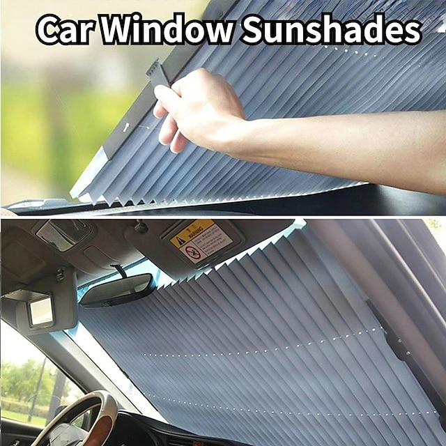  bil frontrute gardin uttrekkbar sett sammenleggbar bil solskjerm deksel reflekterende film gardiner anti-uv bil solskjerm uttrekkbar frontrute solskjerm for bil store solskjerm beskytter blokker 99%