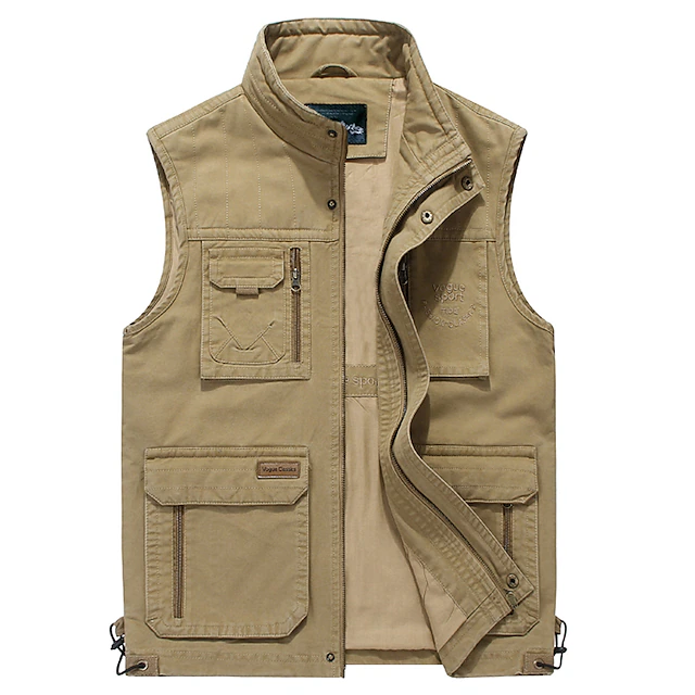 Men's Hiking Fishing Vest Work Vest Cotton Outdoor Casual Lightweight ...
