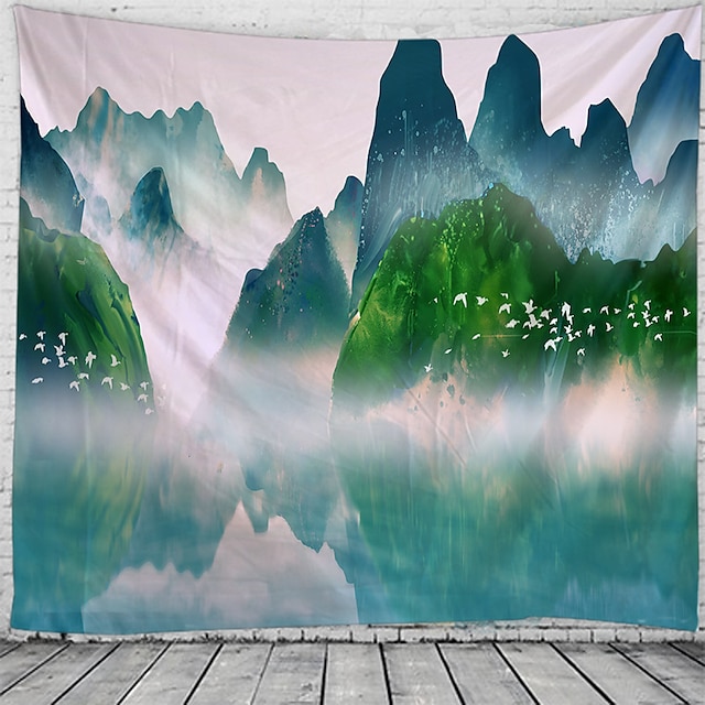  wall tapestry art decor koc kurtyna piknik obrus wiszący dom sypialnia salon akademik dekoracja góra las drzewo zachód słońca wschód słońca krajobraz