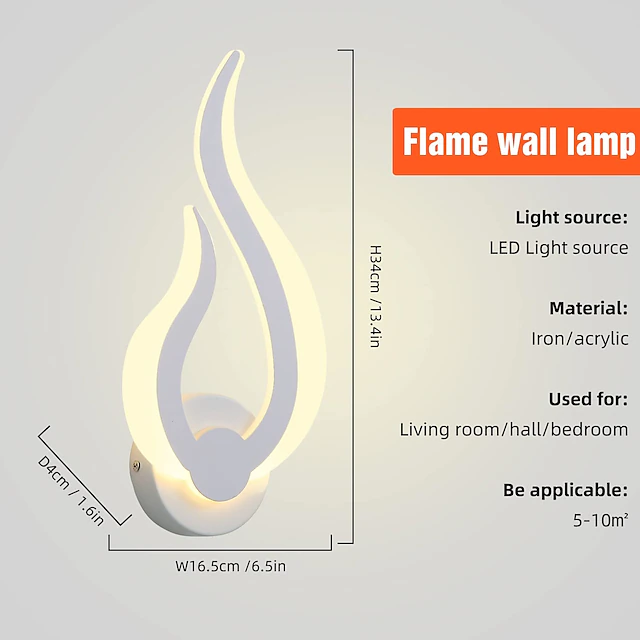 1-Light 31cm LED Wall Lamps Fire Shape Design Wall Sconces Modern ...